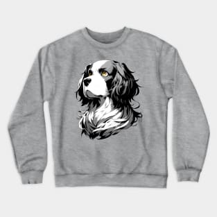 Stunning and Cool Clumber Spaniel Monochrome and Gold Portrait for Father's Day Crewneck Sweatshirt